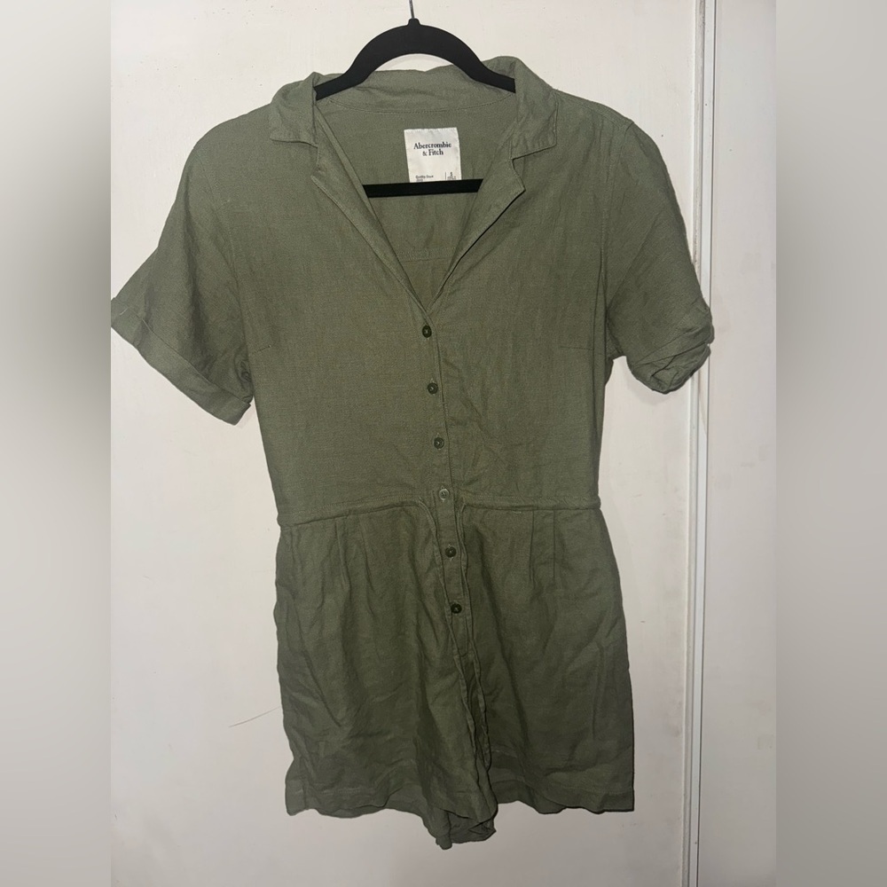 Abercrombie & Fitch Olive Green Button-Up Romper - Picture 5 of 7